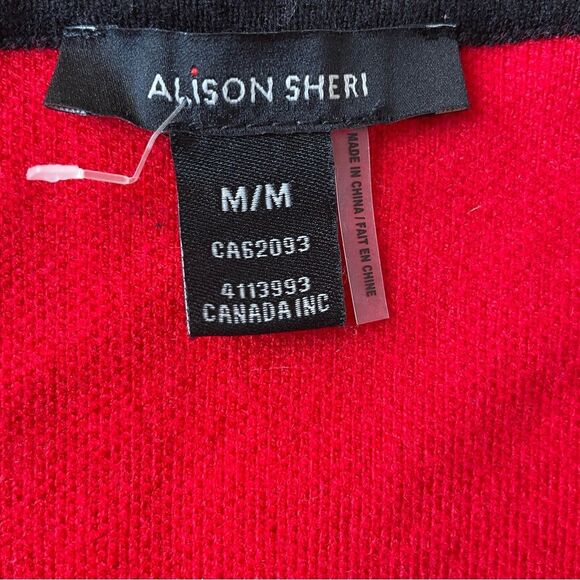 Alison Sheri Red & Black Contrast Detail Full Zip-Up Women's Cardigan (Size M) - Picture 9 of 12